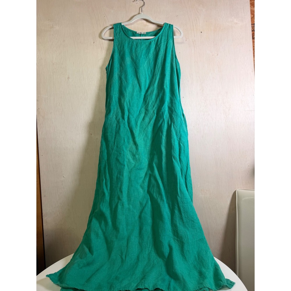 CP Shades Linen Maxi Dress Women Size M Green Excellent Sleeveless Boho Relaxed
